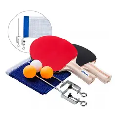 GENERICO - Set de Ping Pong Completo con 2 Paletas, Red Ajustable, Pelotas y Soportes para Mesa