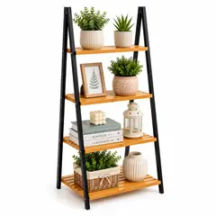 INSPIRA MARKET - Respisa Organizador Multiuso de 4 Niveles de Bambú Metal para Plantas, Cocina, Baño Dormitorio