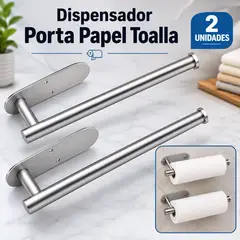 GENERICO - Dispensador Porta Papel Toalla Jumbo 34CM Acero Inoxidable - Pack de 2 soportes