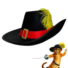 GENERICO - Sombrero Gato con Botas Negro Halloween- Niños y Adultos
