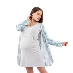 MOMMYLAND - CONJUNTO PIJAMA CAMISOLA Y BATA MATERNIDAD Y LACTANCIA