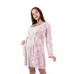 MOMMYLAND - CONJUNTO PIJAMA CAMISOLA Y BATA MATERNIDAD Y LACTANCIA
