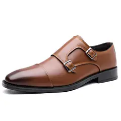 TIOZONEY - Zapatos Formal Hombre - Marrón
