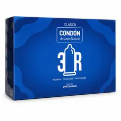 ALKHOFAR - Condones de Latex Natural 3R 144 Und Caja Preservativos