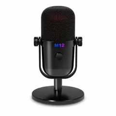 UNBRANDED COMPANY - Micrófono Condensador USB M12 RGB Negro para PC, Mac y Dispositivos Compatibles