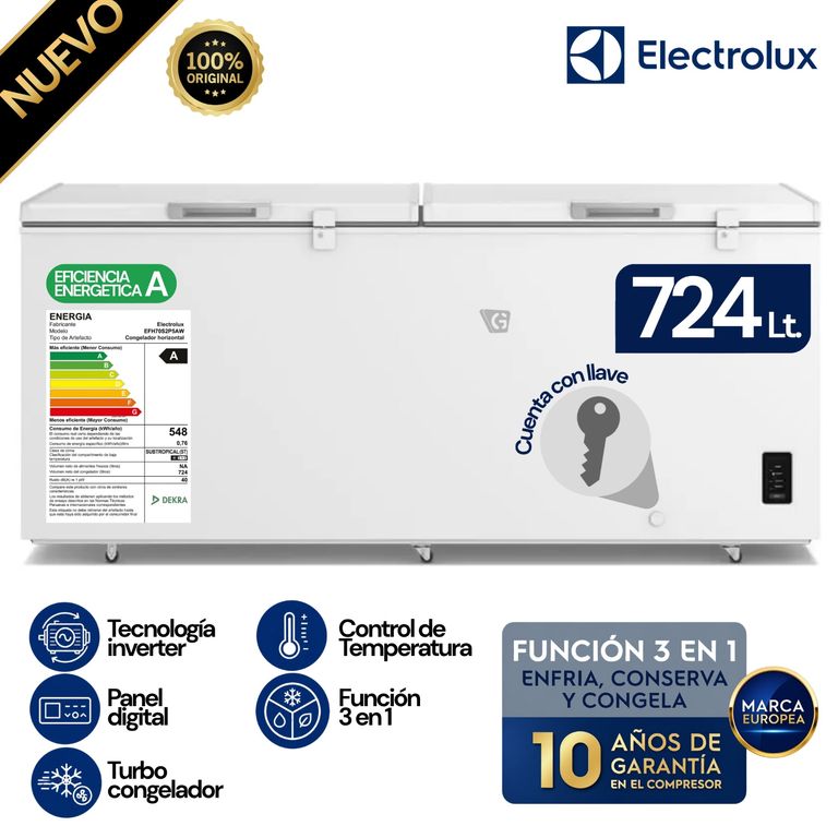 Congelador Horizontal 724L Inverter Blanco con Función Turbo EFH70S2P5AW