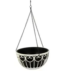 PLASTIMACETA - MACETA COLGANTE DE COLOR BLANCO DE 26 CM. DE PLÁSTICO MODELO COLONIAL. LÍNEA DELUXE