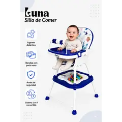 Stokker Baby - SILLA DE COMER PARA BEBE CARPETA 2 EN 1 LUNA AZUL