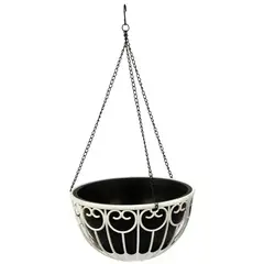PLASTIMACETA - MACETA COLGANTE DE COLOR BLANCO DE 30 CM. DE PLÁSTICO MODELO COLONIAL LÍNEA DELUXE