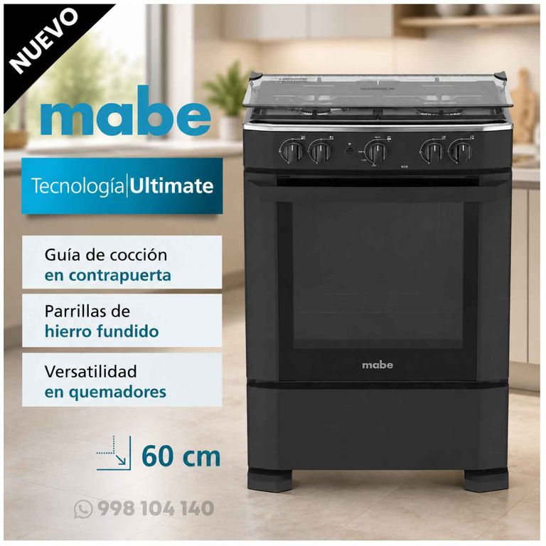 Cocina CMP6010FN0 a Gas de Pie 60 cm 4 Quemadores Negro