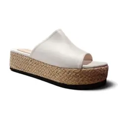 GENERICO - Sandalia mujer yute casual plataforma 5 cm color perla