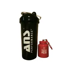 ANS PERFORMANCE - Shaker negro + porta proteina rojo ANS
