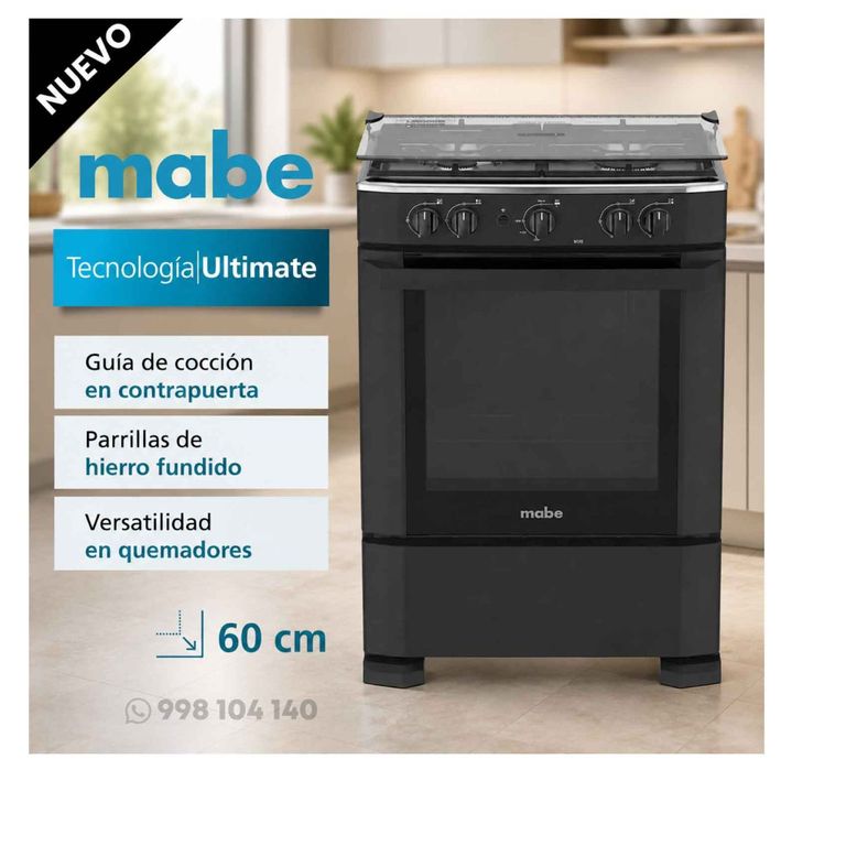 Cocina CMP6010FN0 a Gas de Pie 60 cm 4 Quemadores Negro