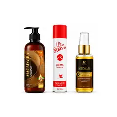 GENERICO - SHAMPOO MACADAMIA 500ML + CREMA ULTRA SUAVE TUBO 100G + ACEITE DE ARGAN 35ML