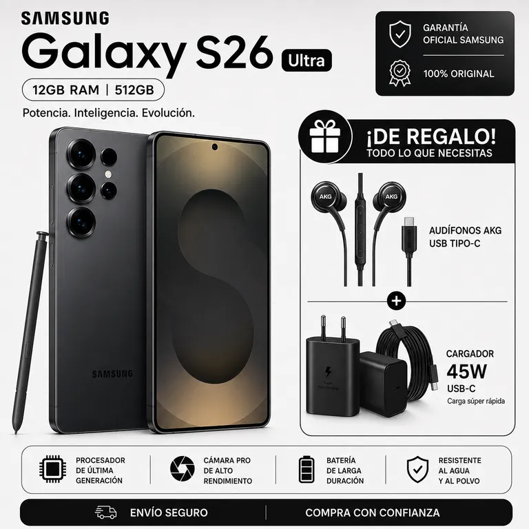 S26 ULTRA 512GB - NEGRO + AUDIFONOS + CARGADOR
