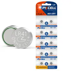 OEM - Pilas Alcalinas LR41 AG3 1.5V Pack de 10 para Relojes Calculadoras y Termómetros