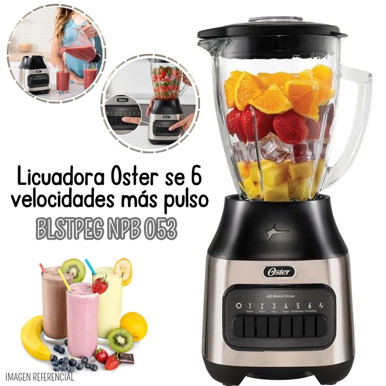 Licuadora 6 velocidades + Pulso Vaso de 1.5 Lts - BLSTPEG NPB 053