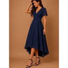 ANA RIVERO - Vestido de Gasa Elegante Azul