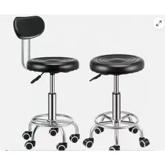 GENERICO - SILLA BANCO BAR GIRATORIA MULTIPROPÓSITO PU NEGRO CON ESPALDAR