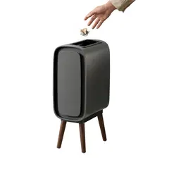 KOTIINI - Basurero sensor acero tapa Alas 9L gris