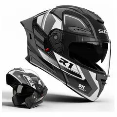 UNIVERSAL - CASCO MOTO AXK REVOX ARTICULADO BLANCO DOBLE VISOR NO XKUDO CERTIFICADO