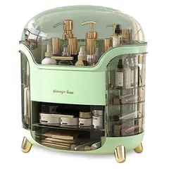 GENERICO - Organizador de maquillaje con tapa antipolvo y accesorios de belleza celeste