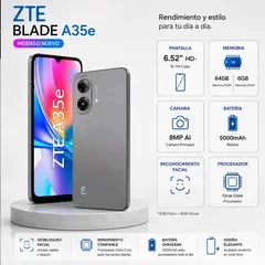 ZTE - Celular Smartphone Blade A35E 2GB + 64 Gb Gris