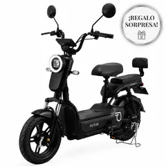 FUTUR - Bicimoto Eléctrica OXEN 25kmh, 35km, 350W Negro - Batería de Litio Extraíble