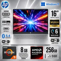 HP - Laptop OmniBook 3 16" WUXGA Touch AMD Ryzen 5 40 8GB 256GB SSD Windows 11 16-BY0015DX