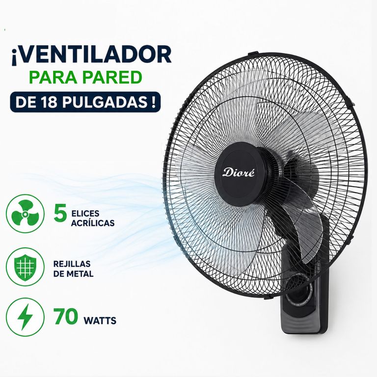 Ventilador de pared 18 Pulgadas de 5 Aspas CRILICAS 70 Watts