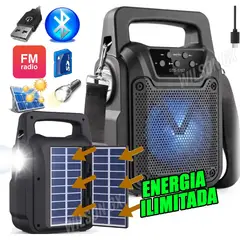 GENERICO - Radio Portatil FM con DOBLE Panel Solar Parlante Bluetooth RECARGABLE Usb Linterna Emergencia