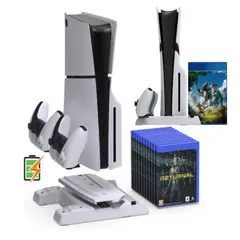 VARIOS - Base 4 en 1 para PS5 Pro, Slim y Clásico, Lector y Digital Ventilador Cargador Mandos Portajuegos db
