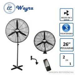 WAYRA - Ventilador Industrial WI-2602 26" 2 en 1 Pedestal y Pared + Control