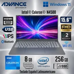 ADVANCE - Laptop Intel Celeron N4500 8GB RAM 256GB SSD 15.6" FHD Blue - ADV-NV9857