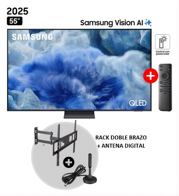 Televisor QLED 55 Vision AI Smart TV QN55Q8F + Rack + Antena digital