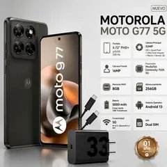 MOTOROLA - Celular Moto G77 5G 8GB 256GB Black Olive