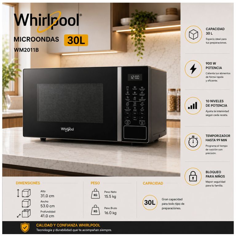 Microondas 30L WM2011B Digital con Temporizador