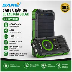 OEM - Power Bank Solar SANCI SC-DY4939 40000mAh 65W Carga Rápida Inalámbrica 15W