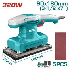 TOTAL - Lijadora Orbital Rectangular 320W Media Lija Industrial TF1301836