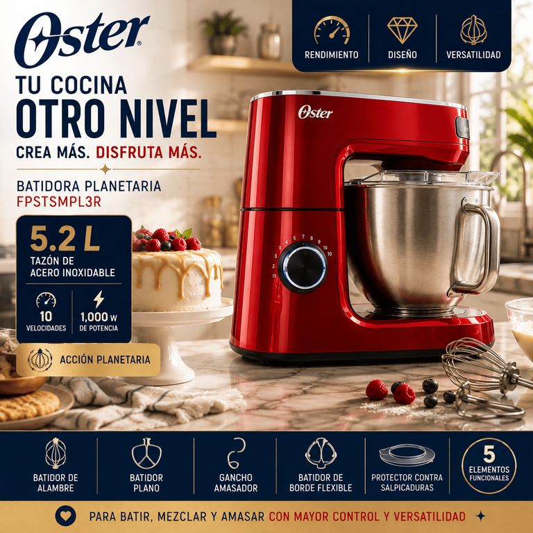 Batidora Planetaria FPSTSMPL3R 5.2L 1000W 10 Velocidades