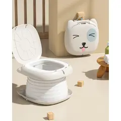 GENERICO - Bacín Infantil Gato 3 en 1 Plegable y Portátil con Tapa – Gris