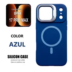 CASE - Funda De Silicona Magsafe Con Parante Azul Para iPhone 17 Pro Max