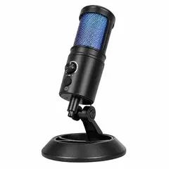 UNBRANDED COMPANY - Micrófono USB Condensador GB2020 RGB Negro para Podcast, Streaming, Grabación y Videollamadas