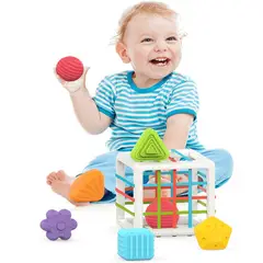 GENERICO - Cubo Sensorial Clasificador De Formas Huanger Juguete Montessori Estimulación Temprana Bebé