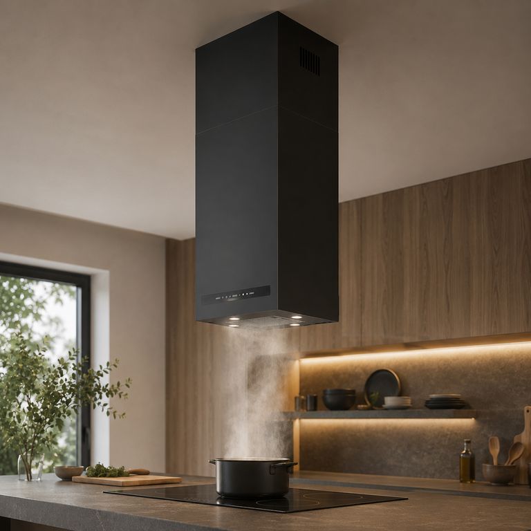 CAMPANA EXTRACTORA ISLA TUBE PURE BLACK
