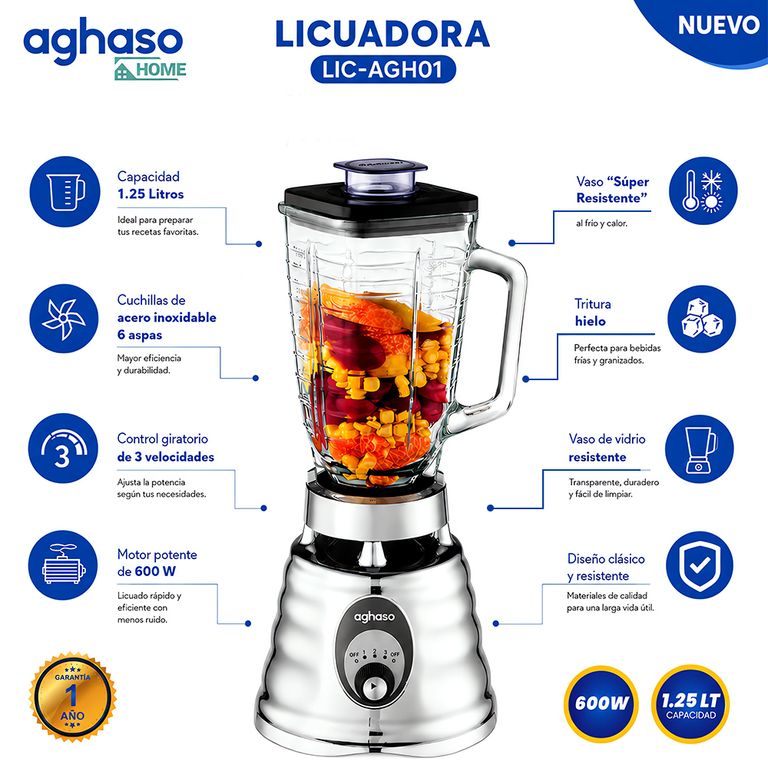 LICUADORA 1.25 LITROS BASE ACERADA
