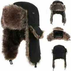 100 PERCENT - SOMBRERO GORRO RUSO USHANKA INVIERNO FRIO ABRIGO OREJAS FRENTE.