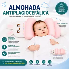 GENERICO - Almohada posicionadora antiplagocefálica 2 en 1 para bebé rosado