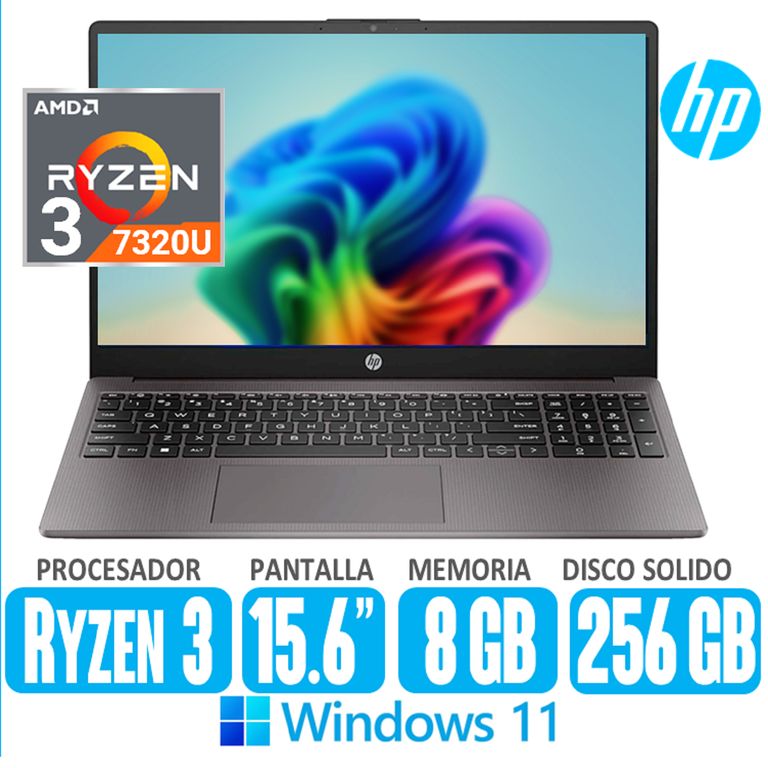Laptop Ryzen 3-7320U RAM 8gb SSD 256gb Pantalla 15.6 Windows 255 G10