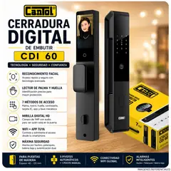 CANTOL - Cerradura Digital Inteligente CDI-60 de Embutir con Reconocimiento Facial – Black